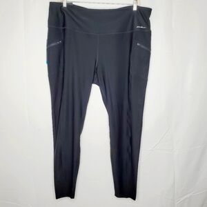 Eddie Bauer Trail Tight Leggings Sz 2X Black Zip Pockets Pull-on Activewear NEW